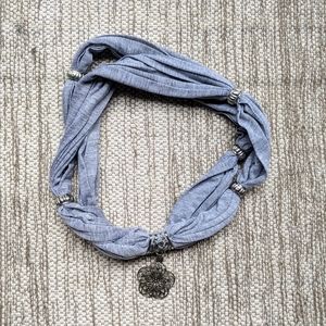 Gray Infinity Scarf Silver Pendant Accent Jewelry